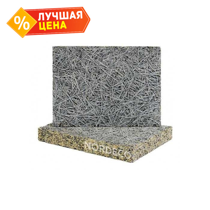 Фибролитовая плита Nordeco ФП 570-25С 1200х600х25 повышенной плотности на сером цементе